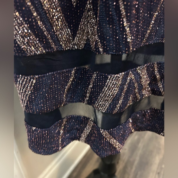 Enfocus Studio See Through Navy and Gold High Low Dress - Picture 4 of 9